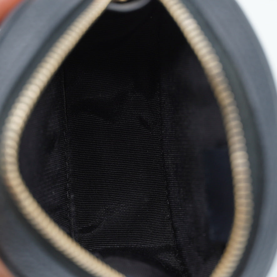 Chanel Black Quilted Caviar Leather Filigree Round Zip Coin Purse