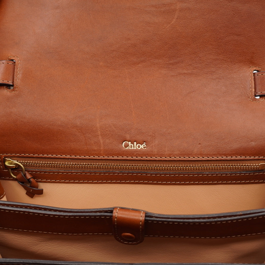Chloe Mahogany Leather Louise Bag