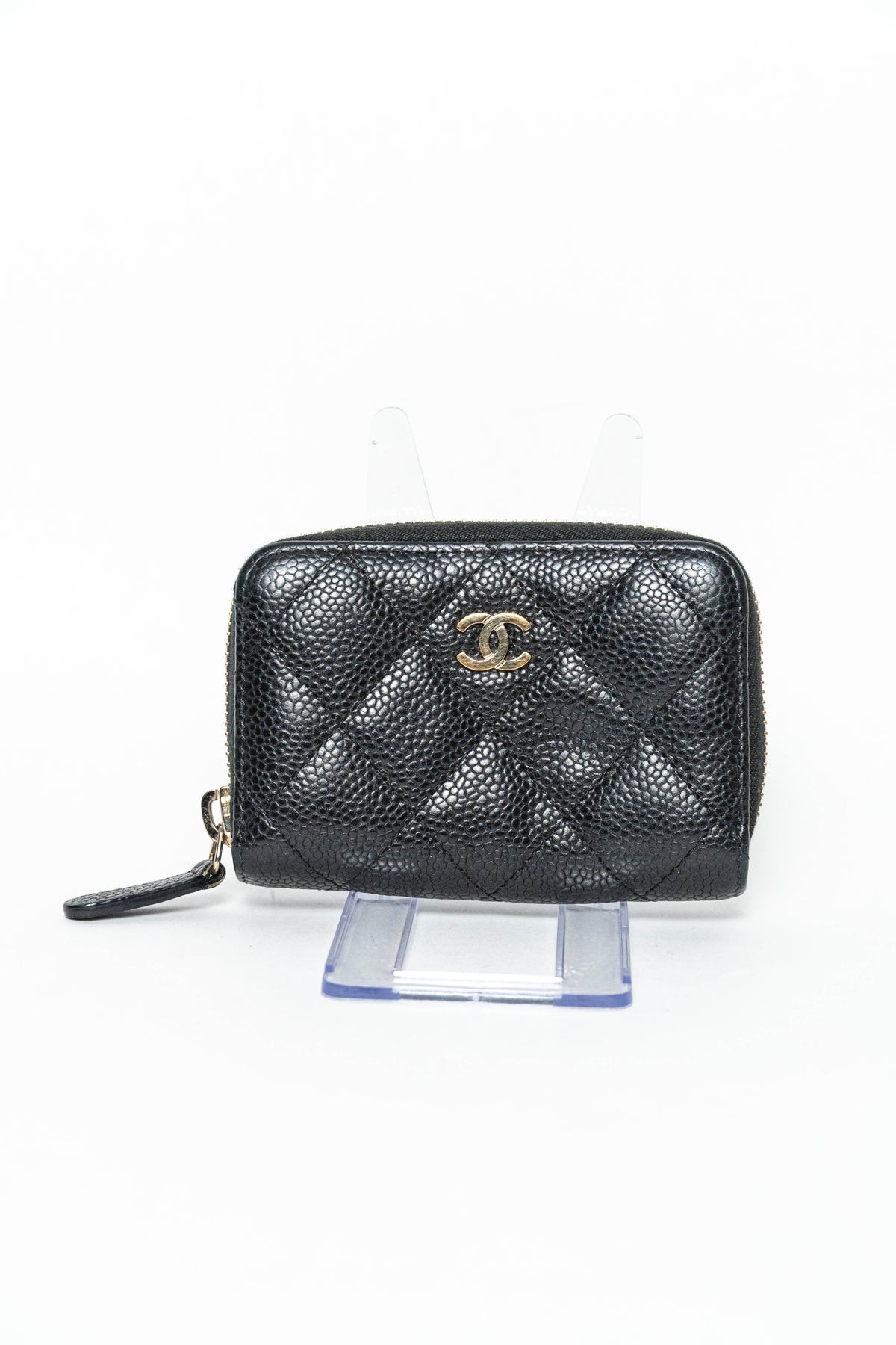Caviar Quilted Zip Coin Purse Black