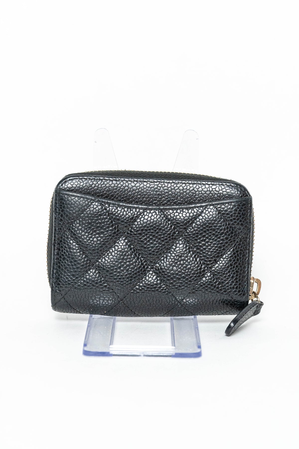 Caviar Quilted Zip Coin Purse Black