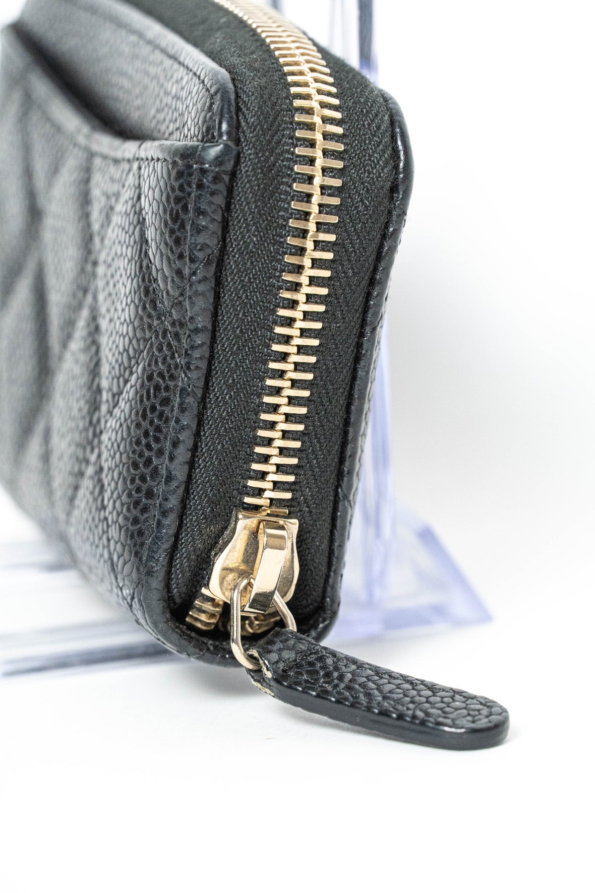 Caviar Quilted Zip Coin Purse Black