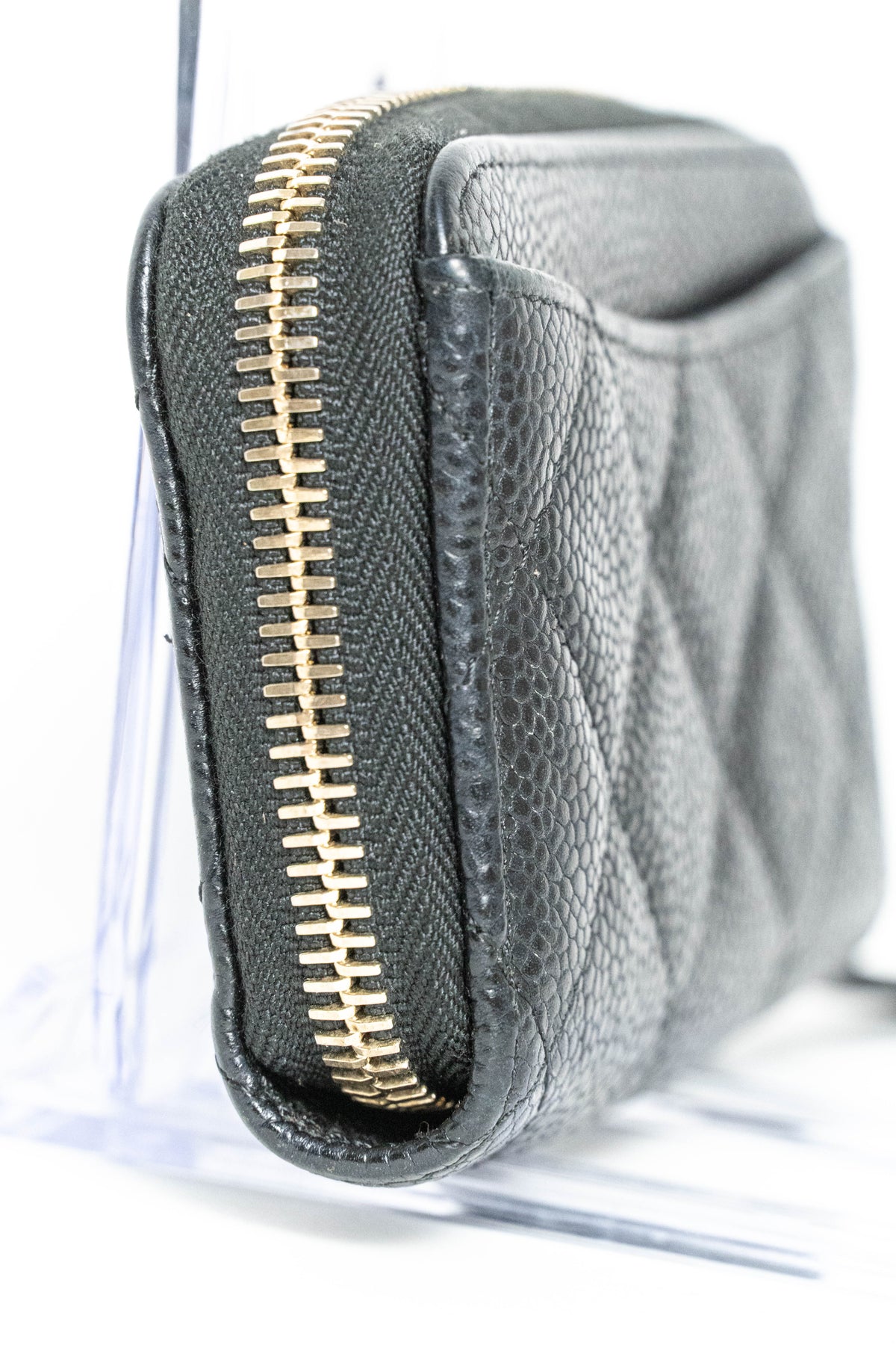 Caviar Quilted Zip Coin Purse Black