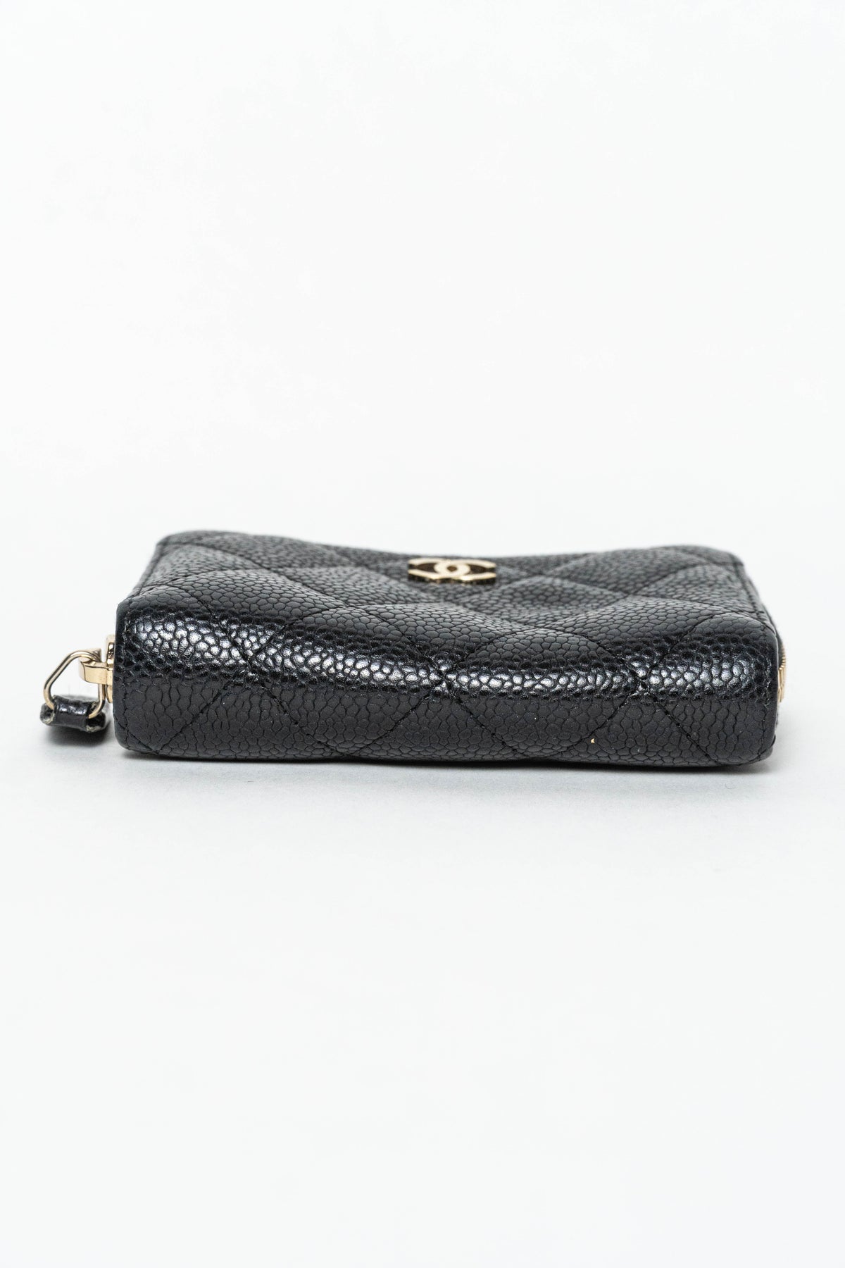 Caviar Quilted Zip Coin Purse Black