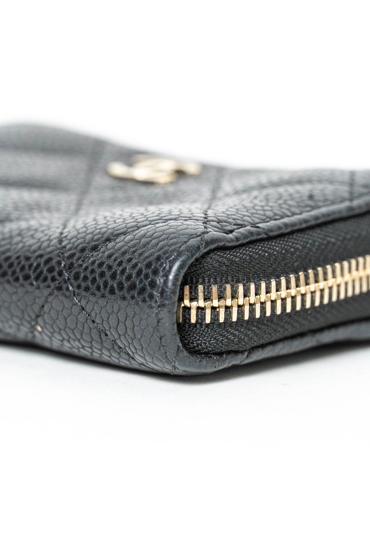 Caviar Quilted Zip Coin Purse Black