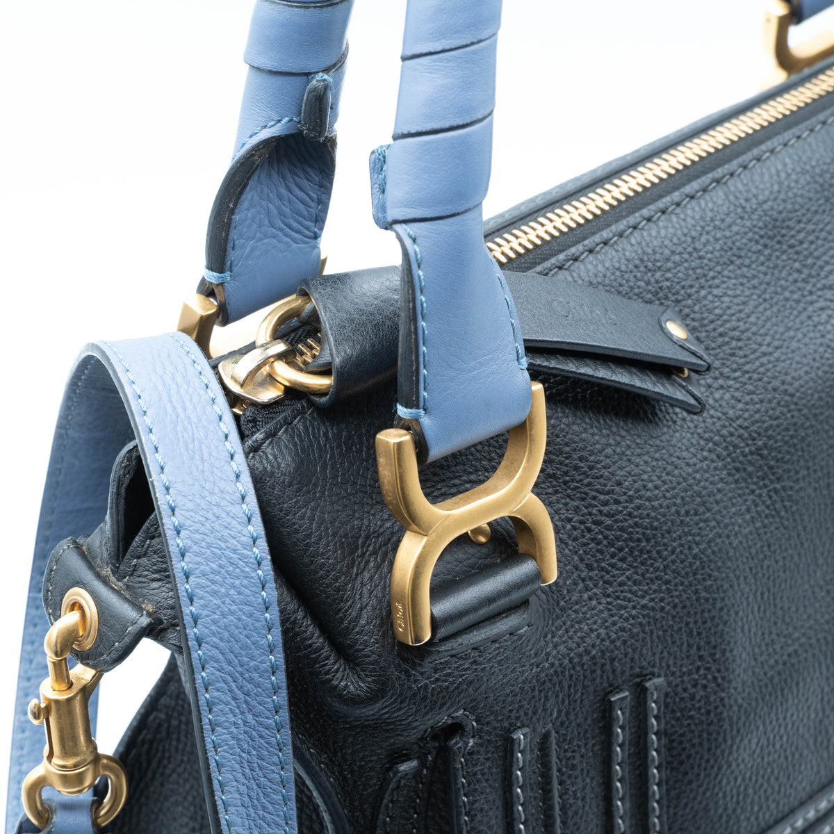 Chloe Calfskin Marcie Small Bi-Color Satchel Black