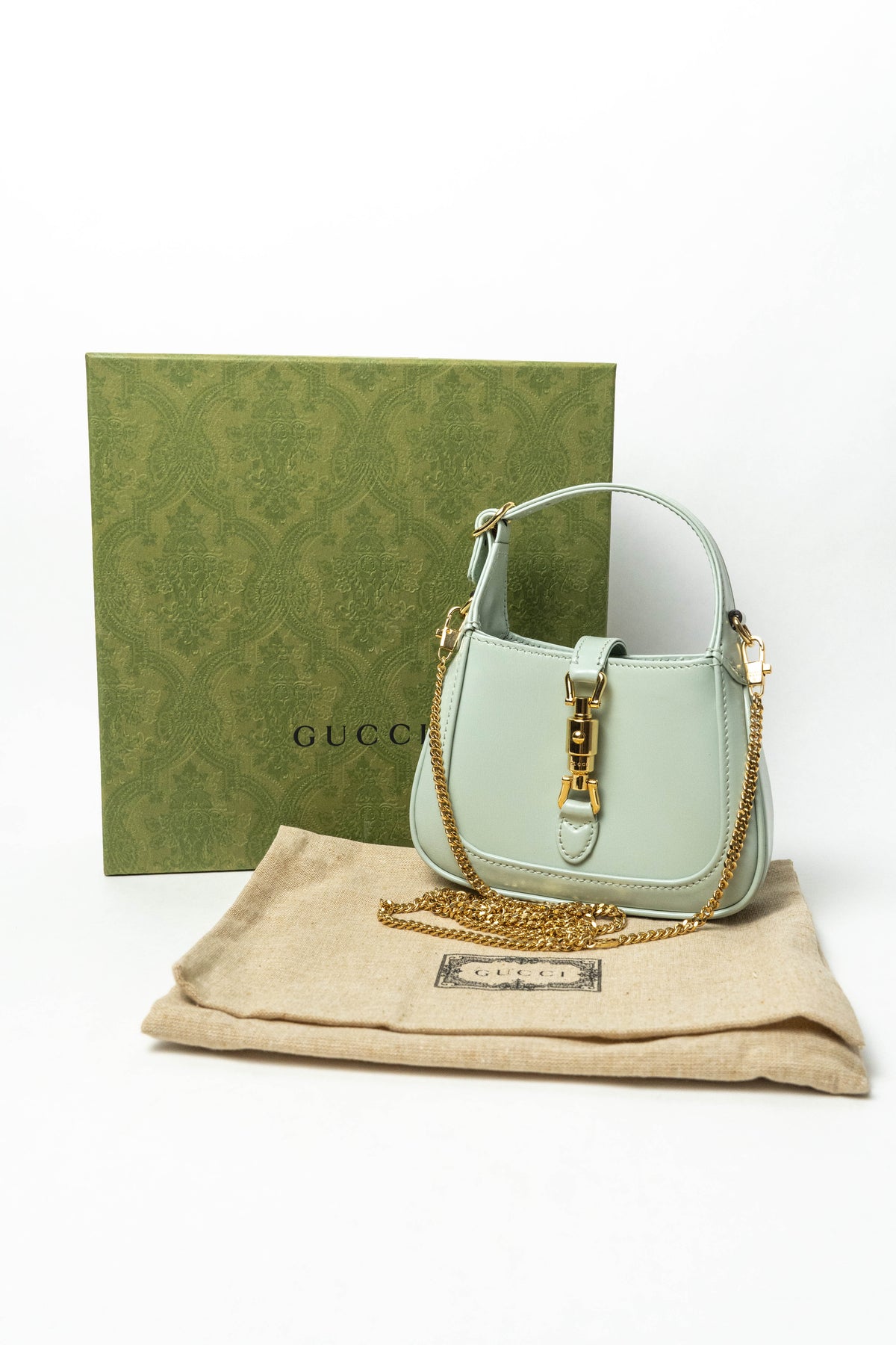 Gucci Jackie 1961 Chain Hobo Leather Super Mini Green