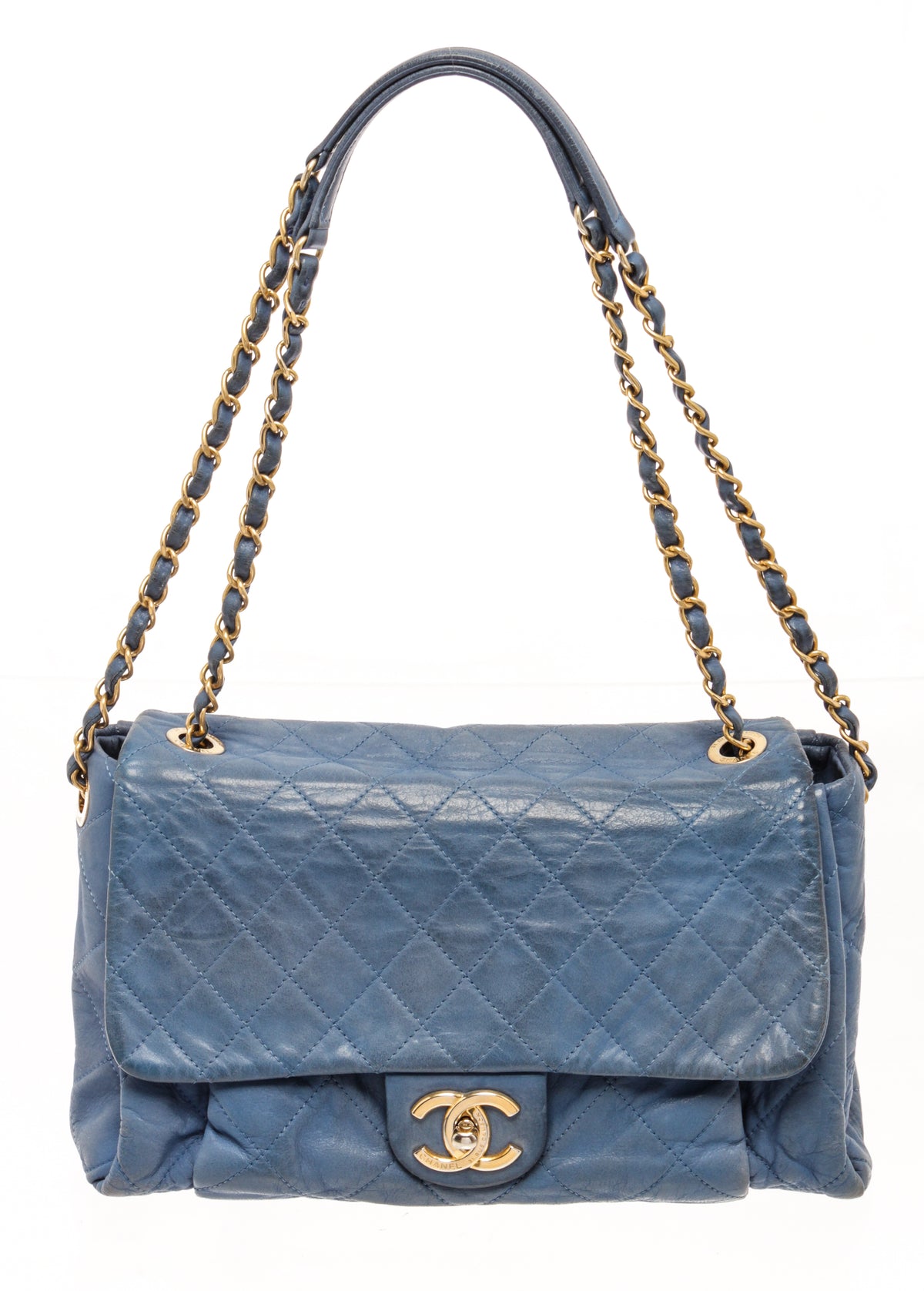 Chanel Blue Lambskin Quilted Shiva Jumbo Flab