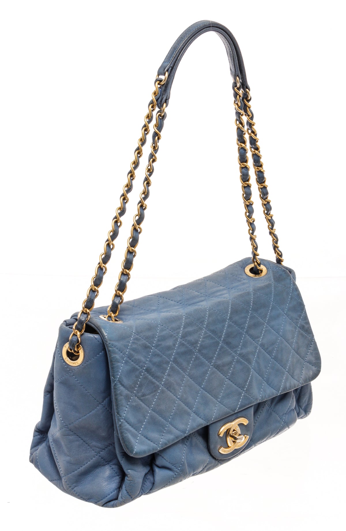 Chanel Blue Lambskin Quilted Shiva Jumbo Flab