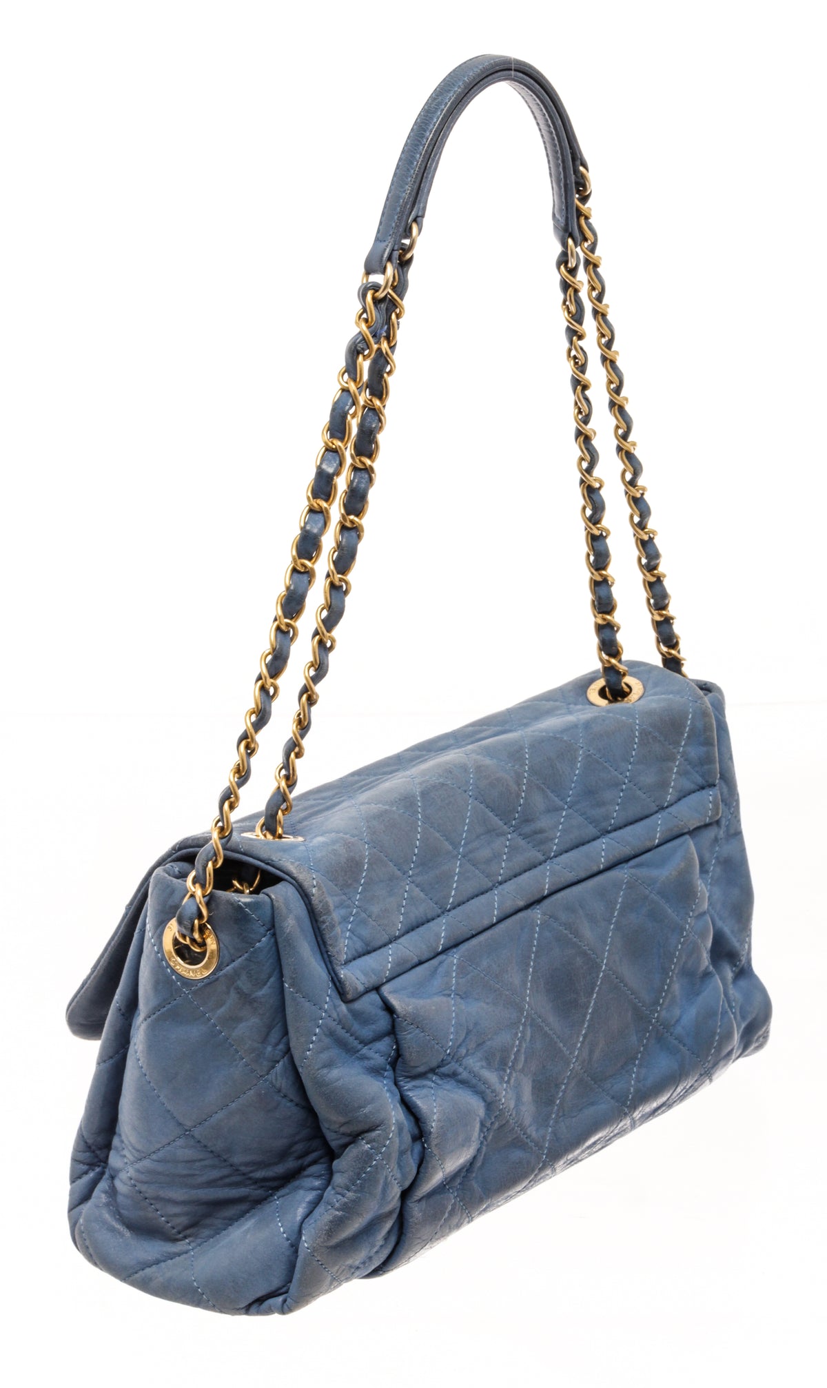 Chanel Blue Lambskin Quilted Shiva Jumbo Flab