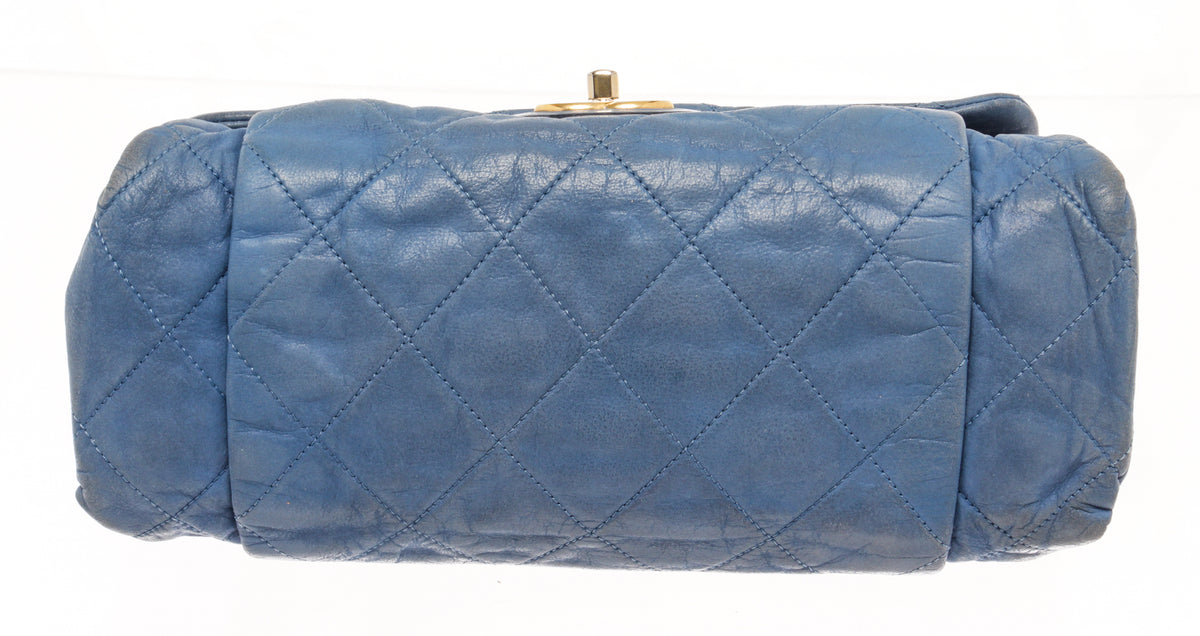 Chanel Blue Lambskin Quilted Shiva Jumbo Flab