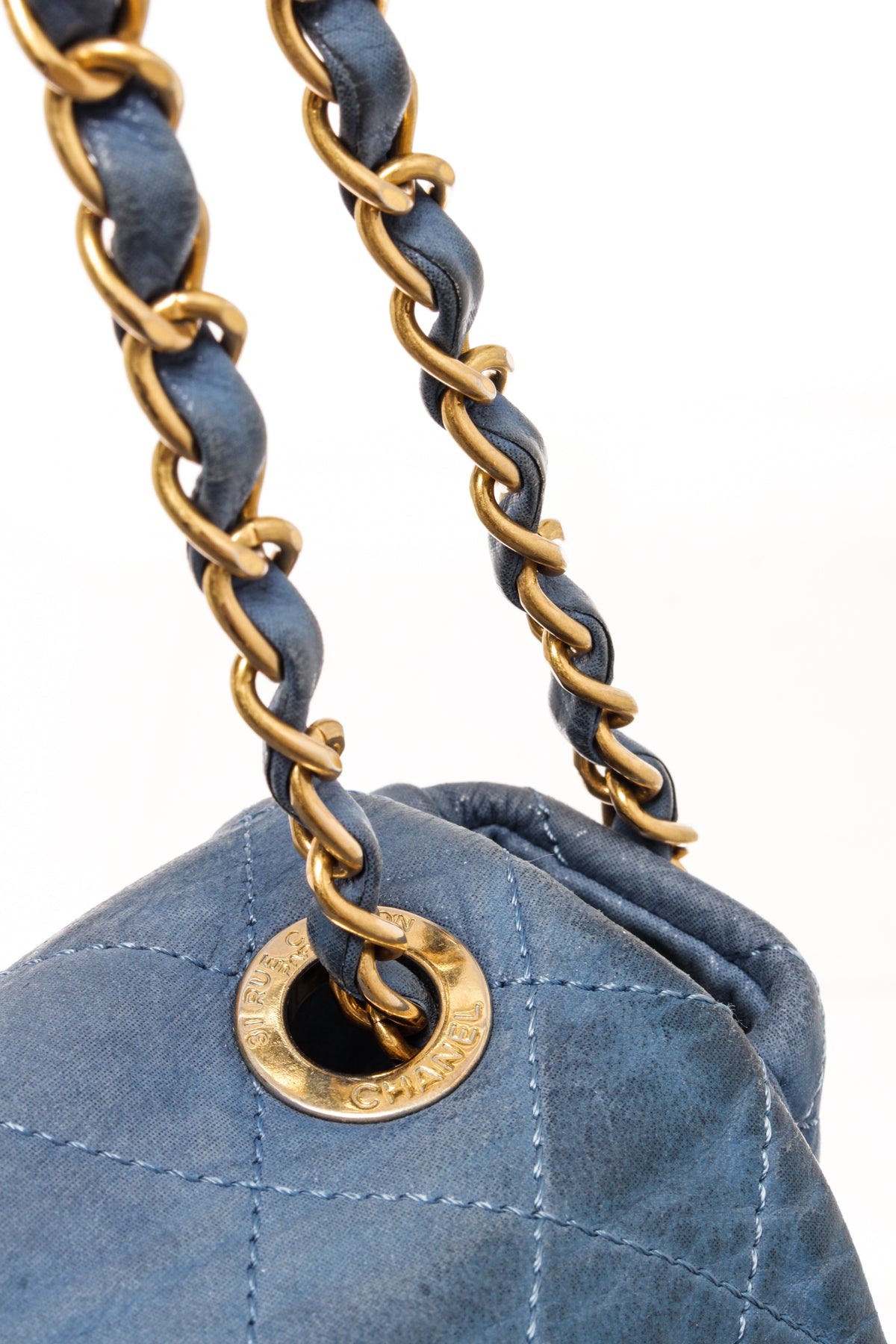 Chanel Blue Lambskin Quilted Shiva Jumbo Flab