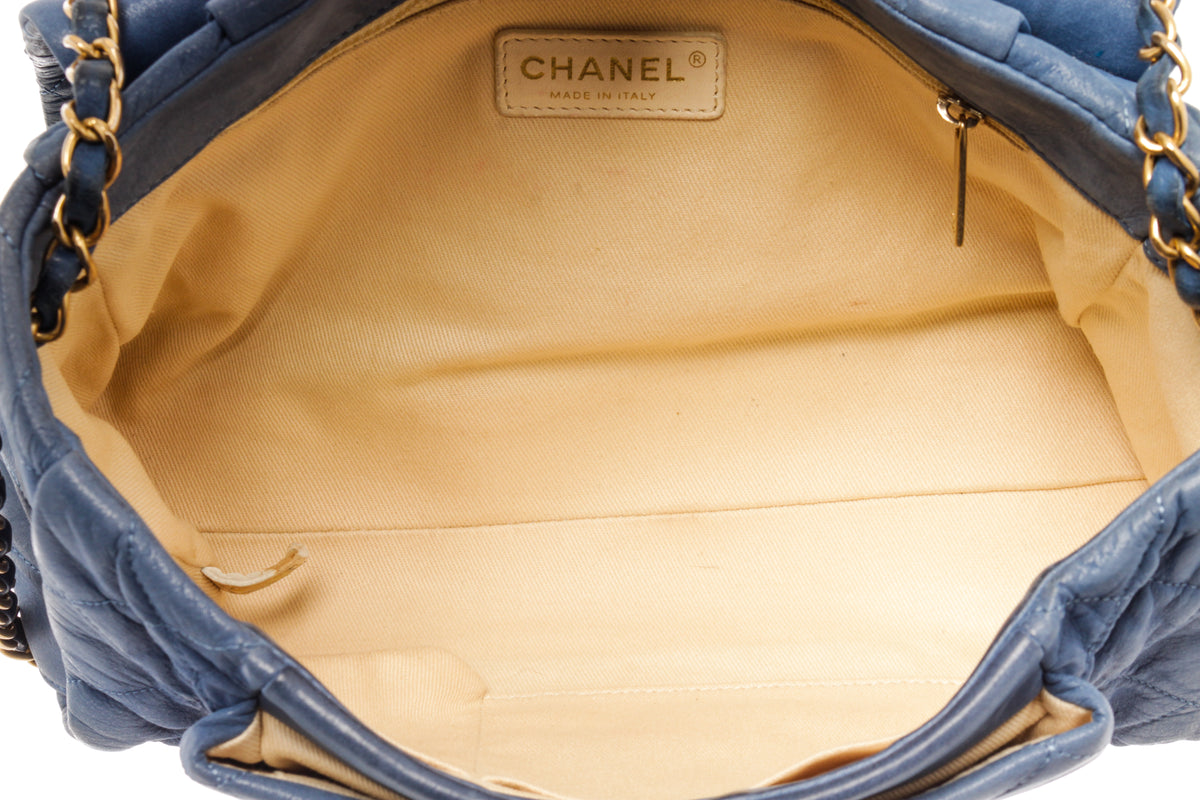 Chanel Blue Lambskin Quilted Shiva Jumbo Flab