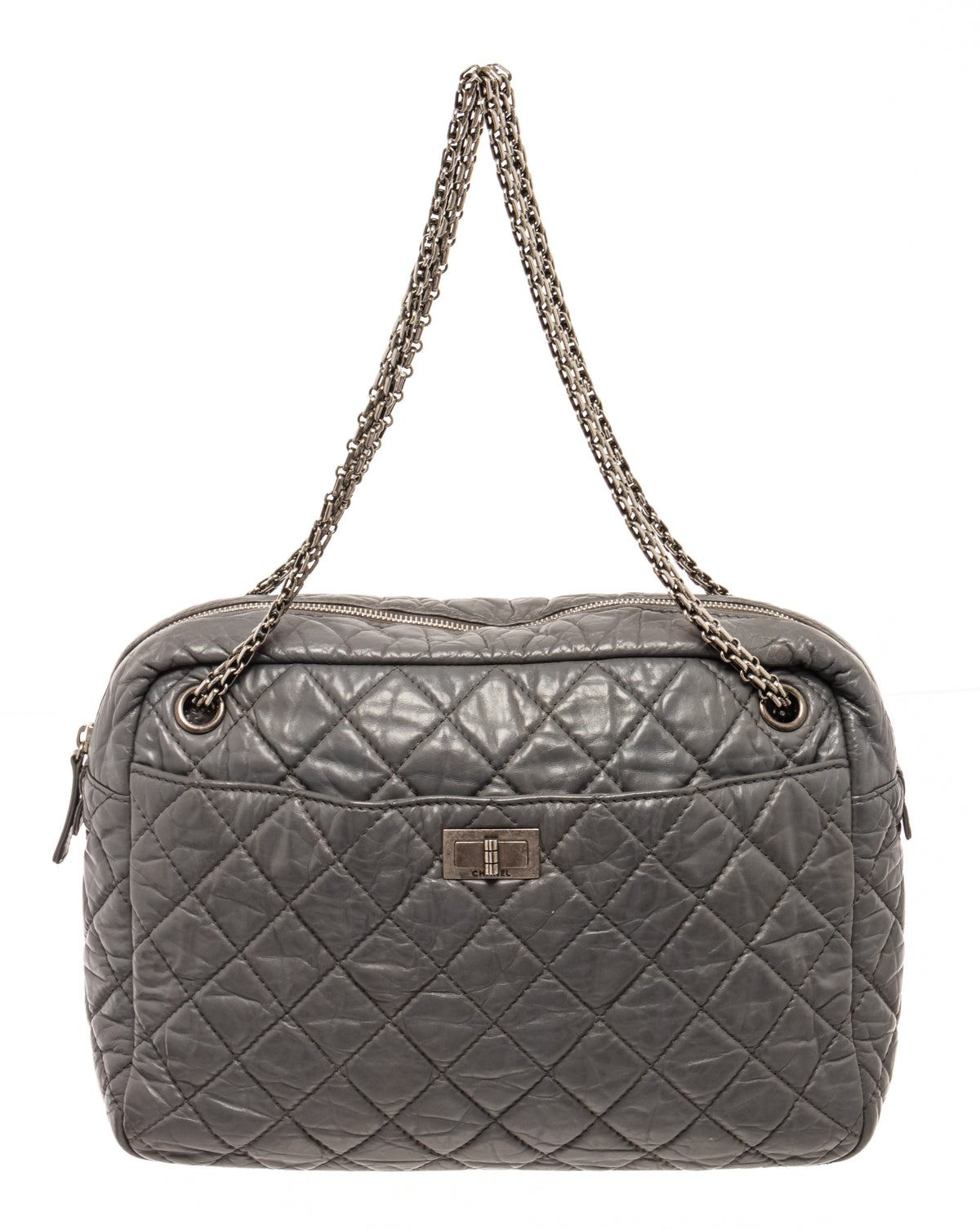 Chanel 2008 Large Reissue Black Lambskin Quilted 2.55 Reissue Camera Bag