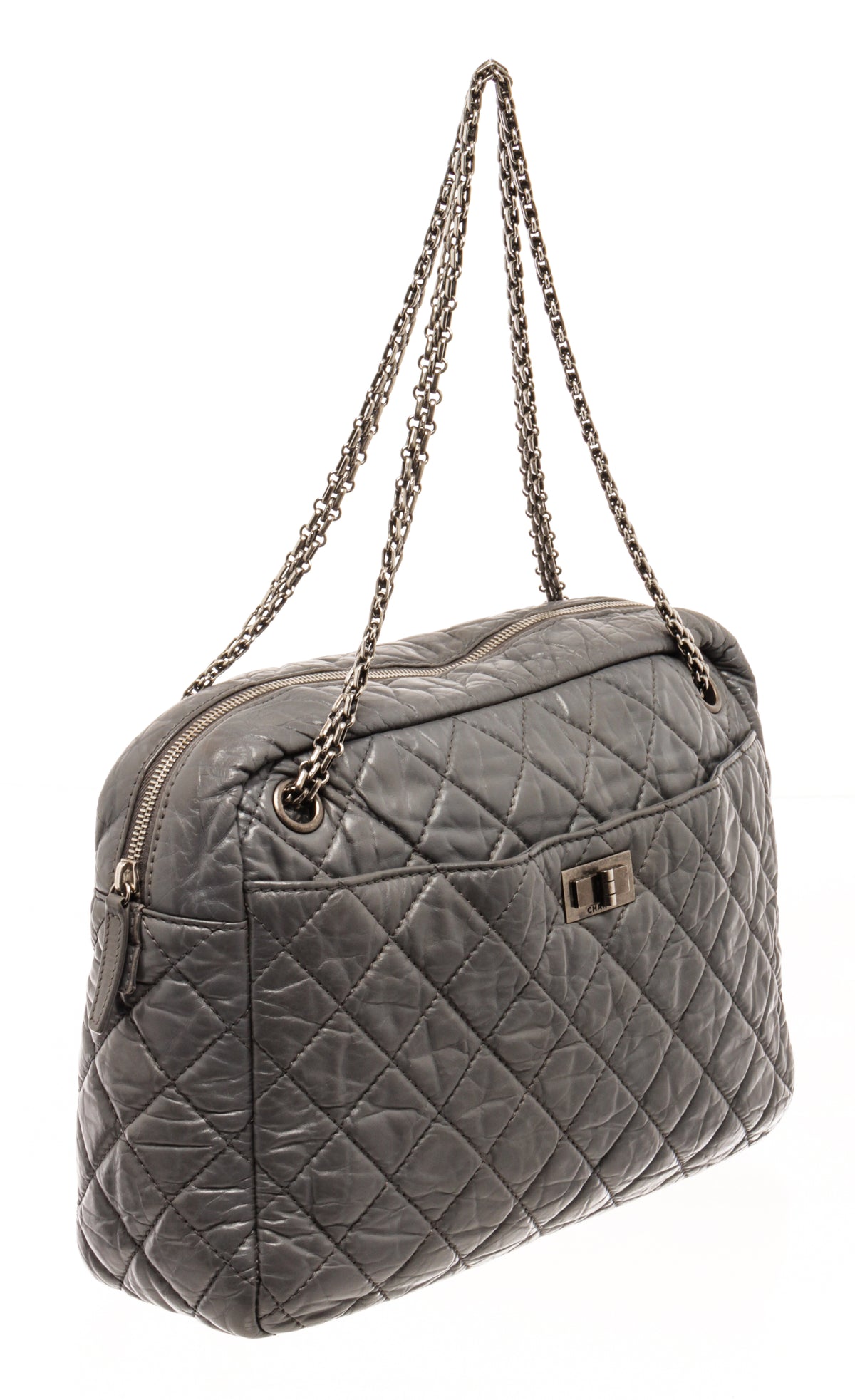 Chanel 2008 Large Reissue Black Lambskin Quilted 2.55 Reissue Camera Bag