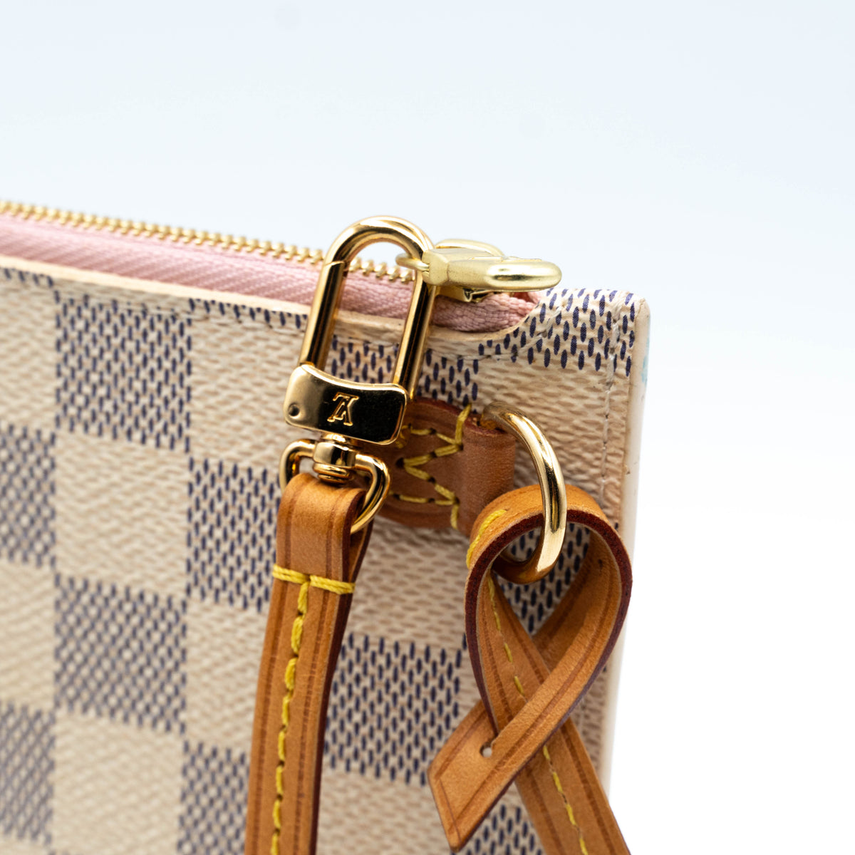 Louis Vuitton Damier Azur Neverfull MM GM Pochette Rose Ballerine