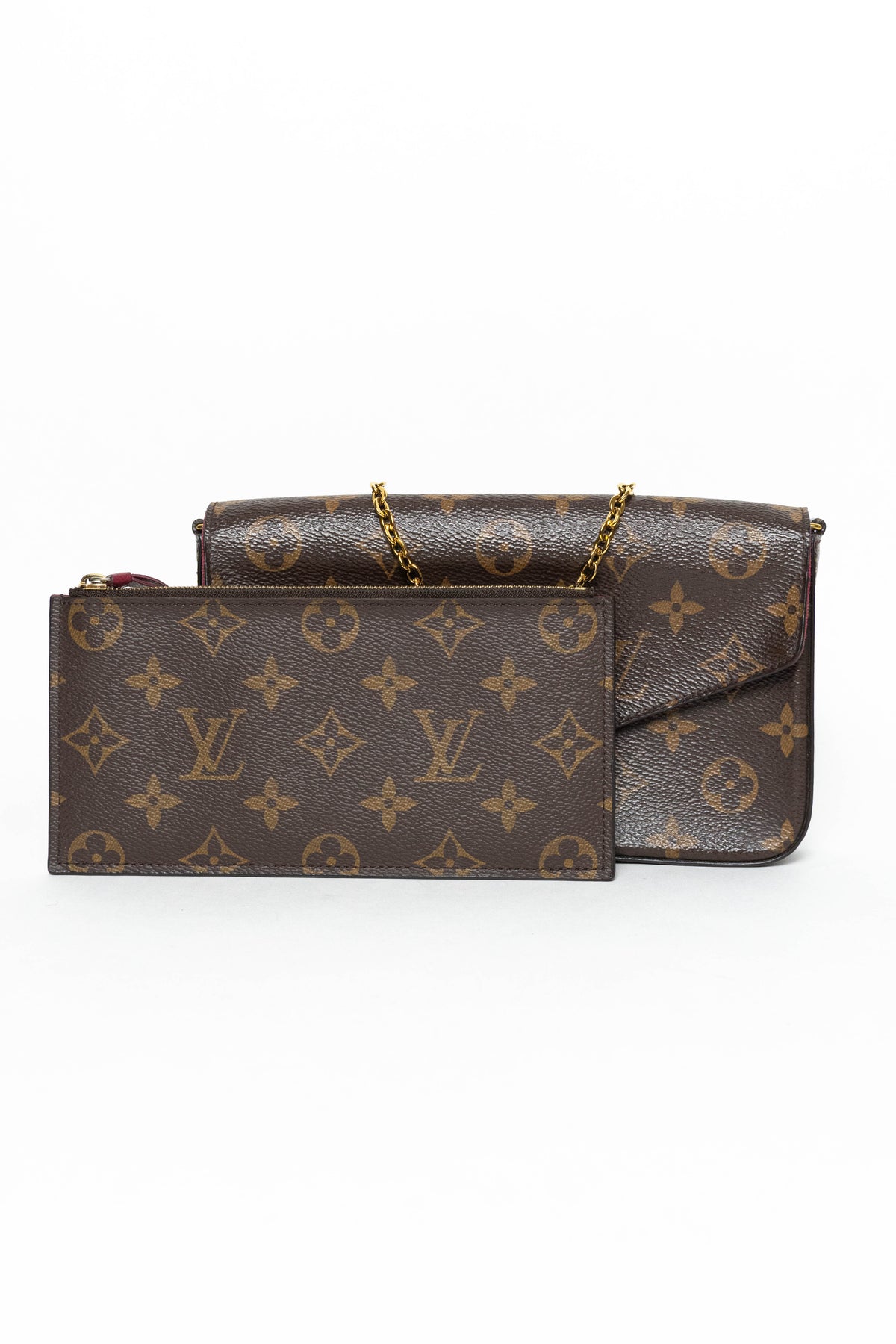 Louis Vuitton Monogram Pochette Felicie Chain Wallet Fuchsia