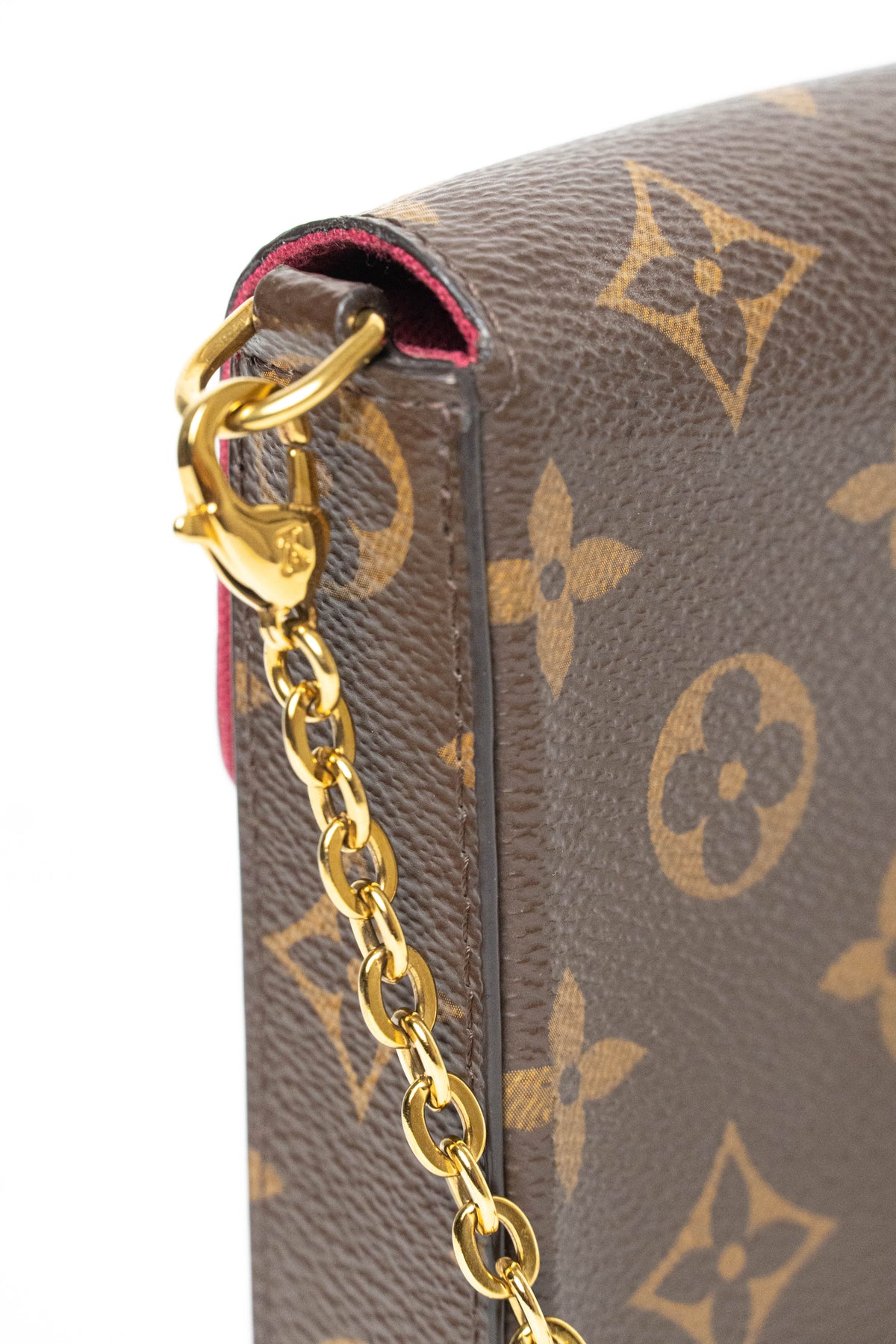 Louis Vuitton Monogram Pochette Felicie Chain Wallet Fuchsia