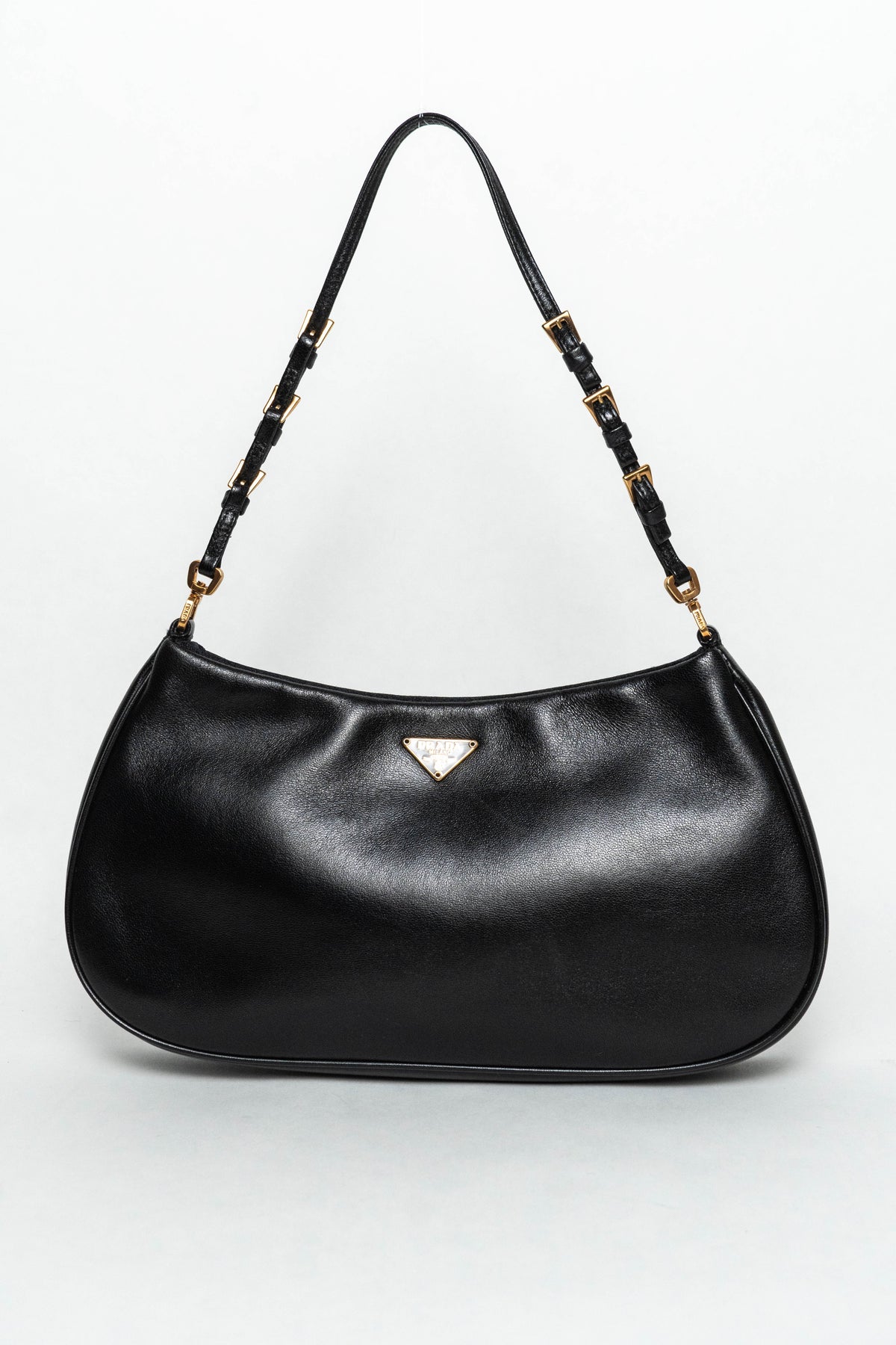Vintage Prada Cleo Leather Shoulder Bag Black