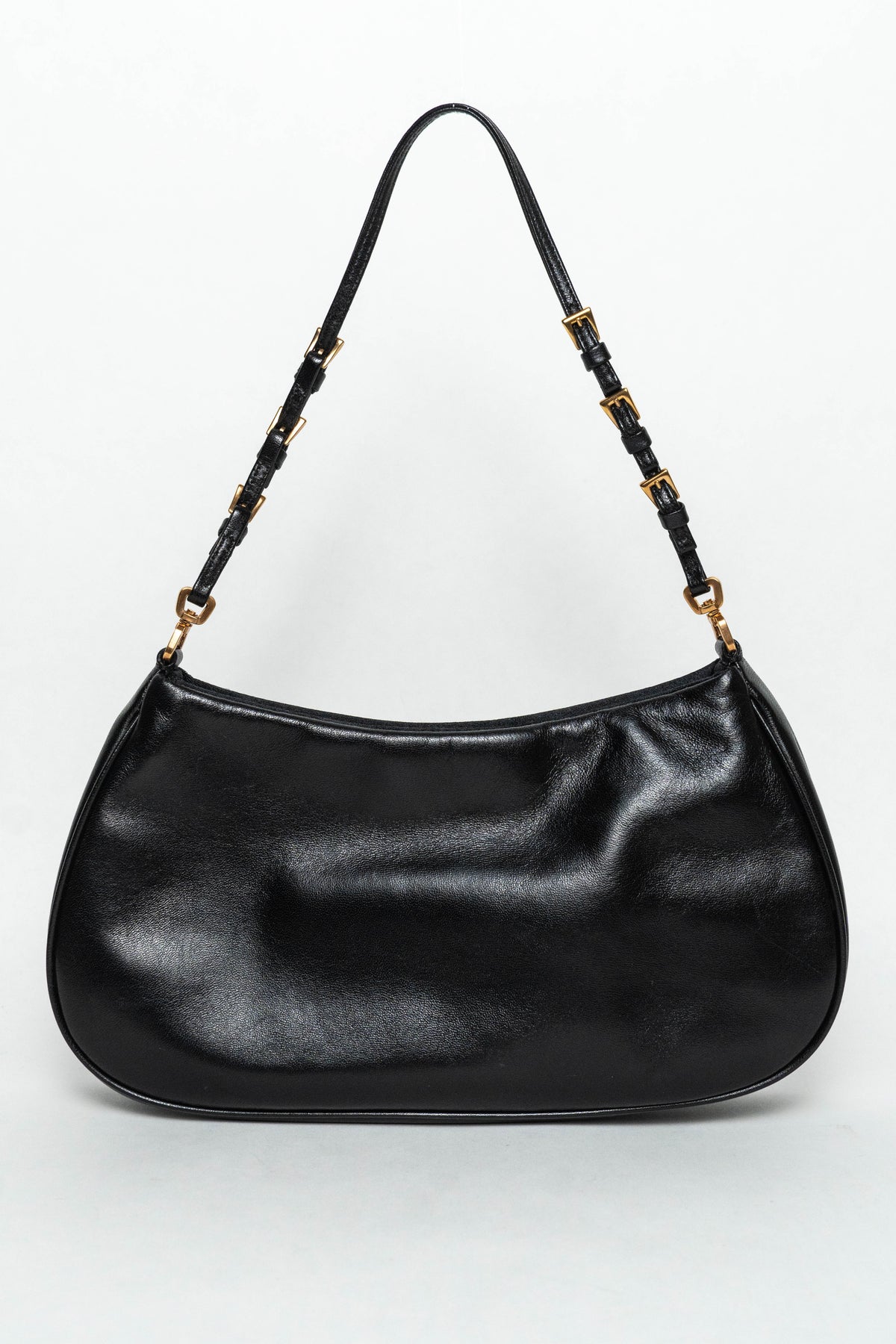 Vintage Prada Cleo Leather Shoulder Bag Black