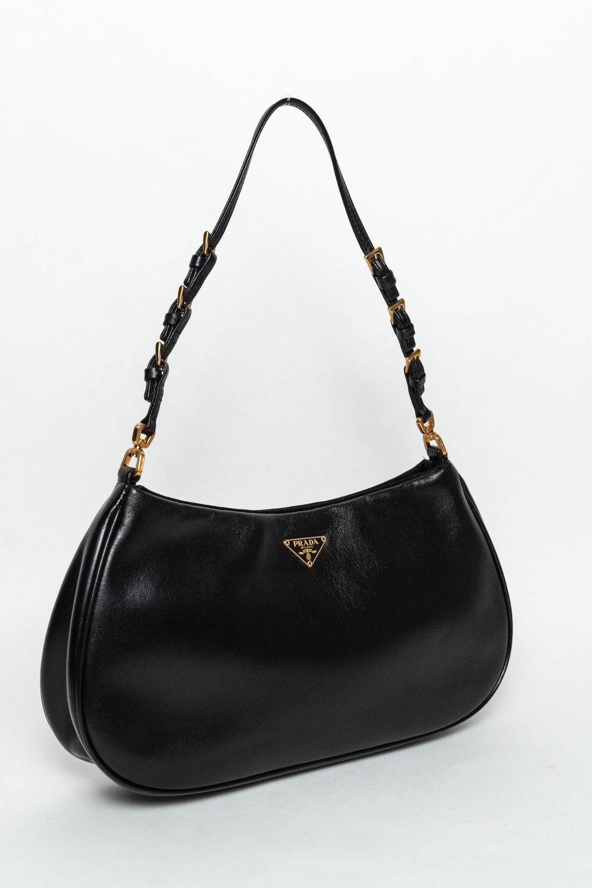 Vintage Prada Cleo Leather Shoulder Bag Black