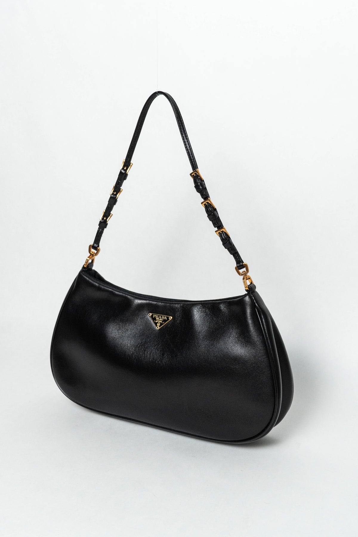Vintage Prada Cleo Leather Shoulder Bag Black