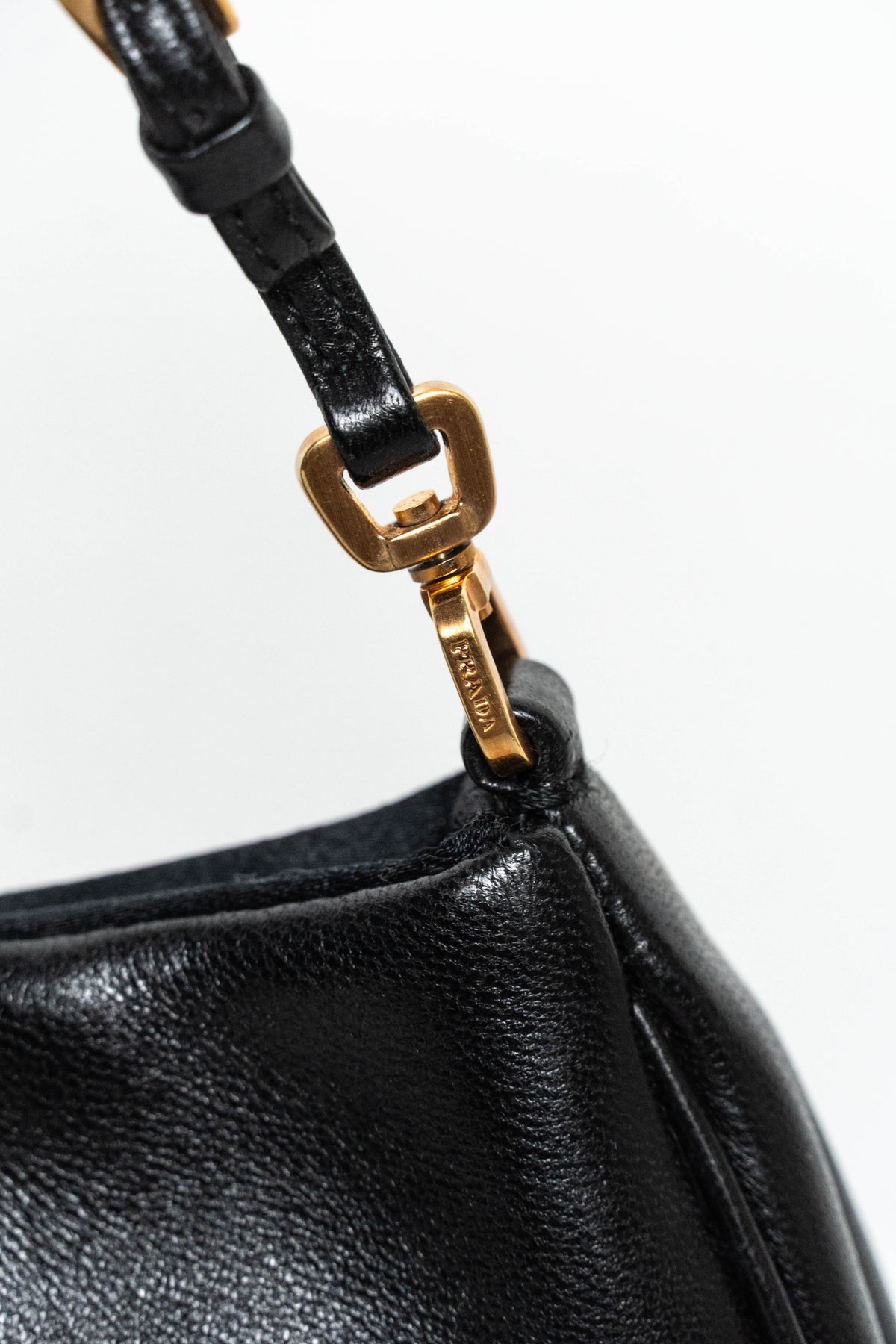 Vintage Prada Cleo Leather Shoulder Bag Black