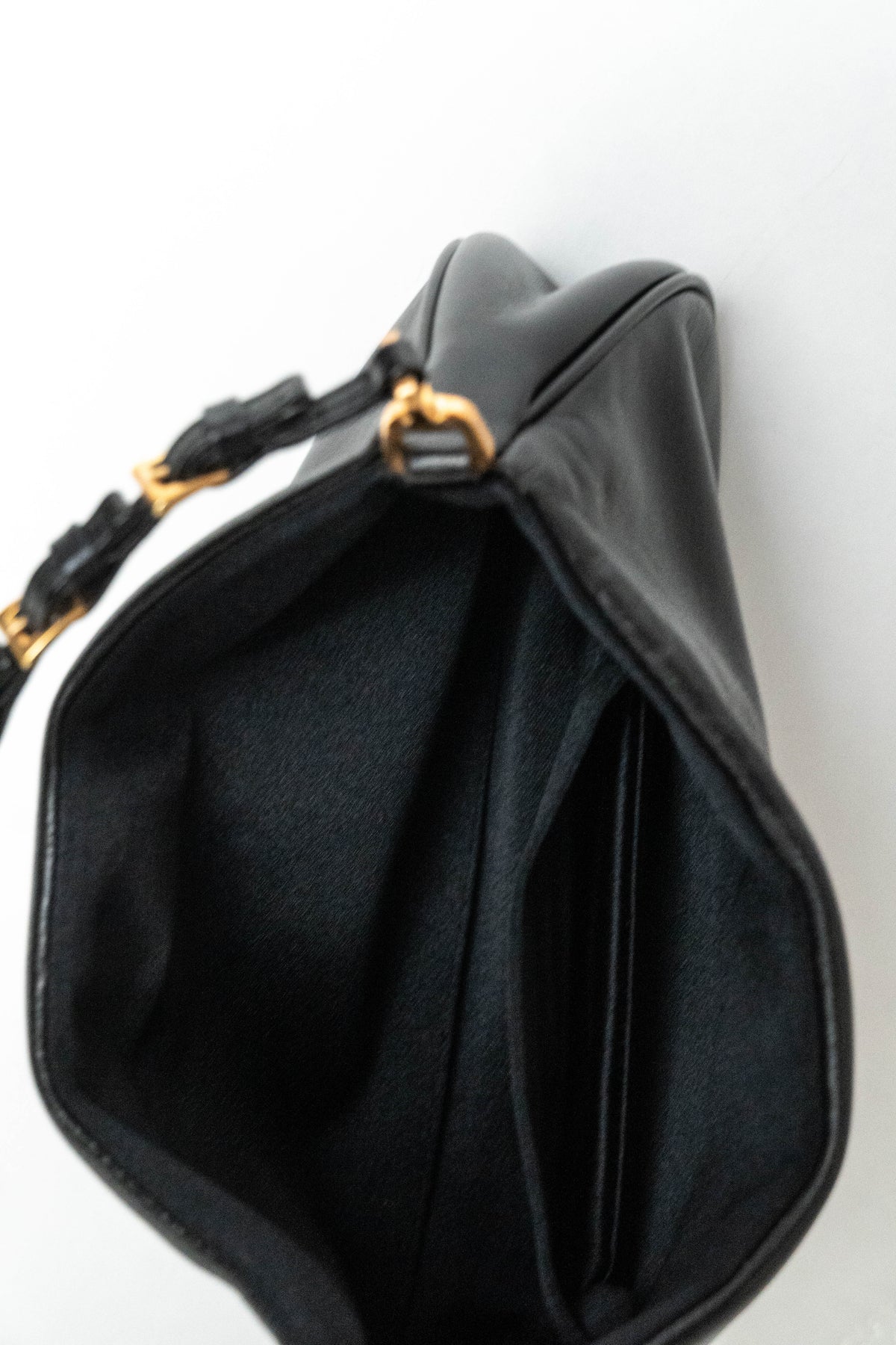 Vintage Prada Cleo Leather Shoulder Bag Black